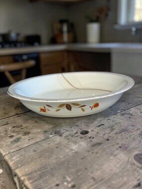 Hall Superior Autumn Leaf 10” Serving Bowl Dish Vintage Cracked Display